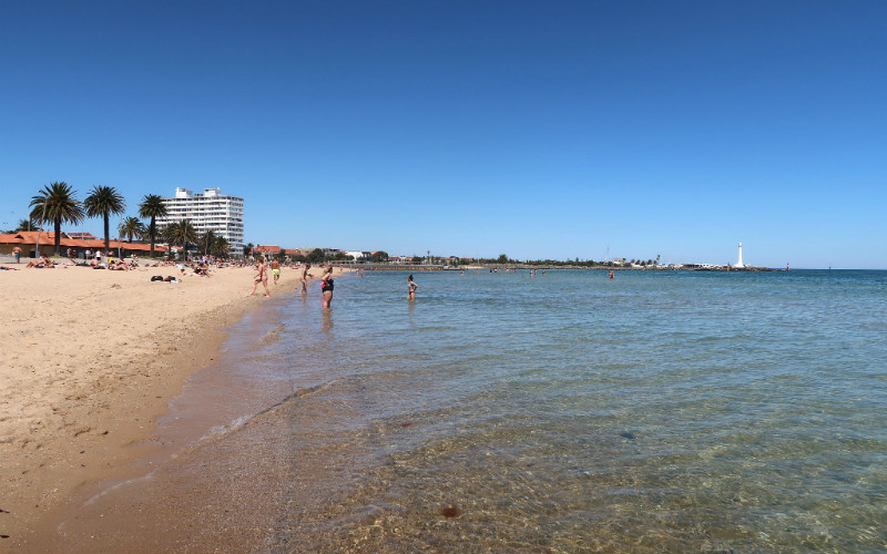 St Kilda Beach, Port Phillip, Victoria — a popular family friendly beach in Melbourne.