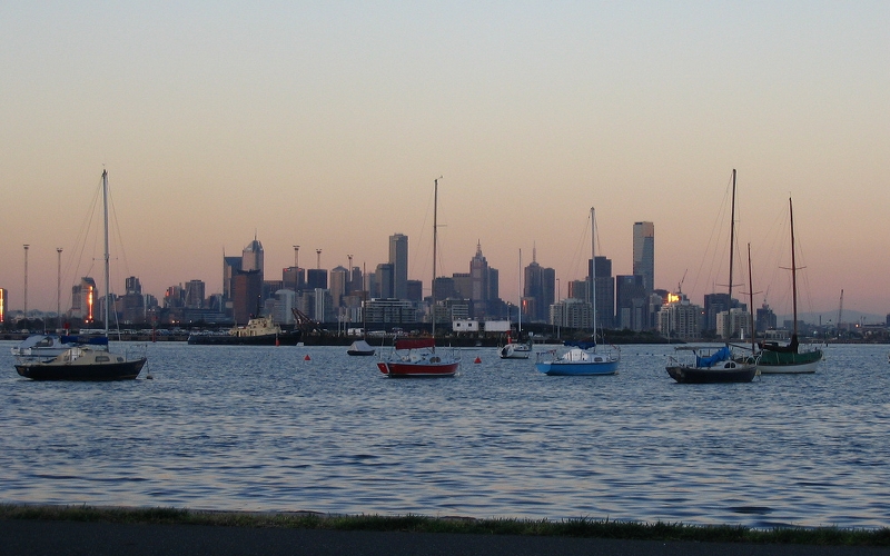 view of melbourne cbd from williamstown