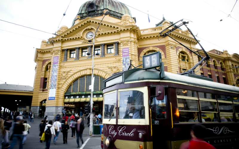 The City Circle tram in Melbourne, Victoria.