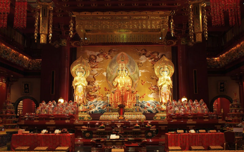An ornate Buddhist temple, Singapore.