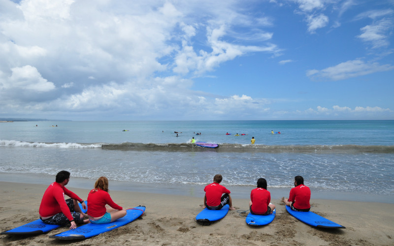 A surf lesson on Kuta Beach, Bali, Indonesia