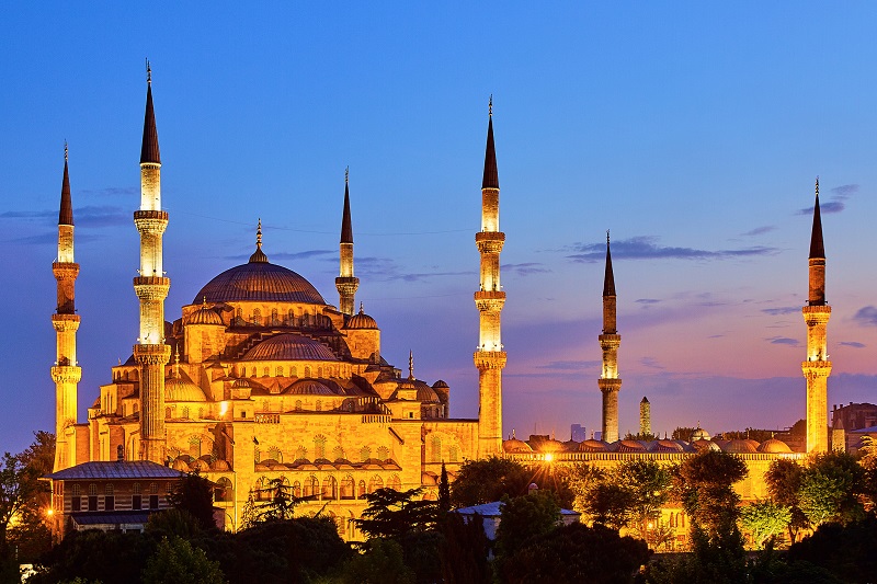 The Blue Mosque in Istanbul at sunset